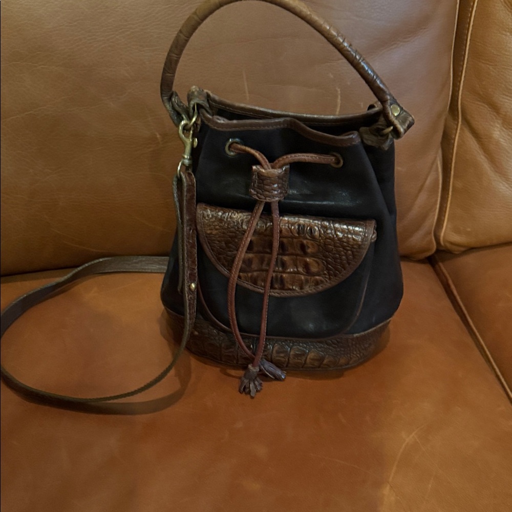 Brahmin Black and Brown Shoulder Bag